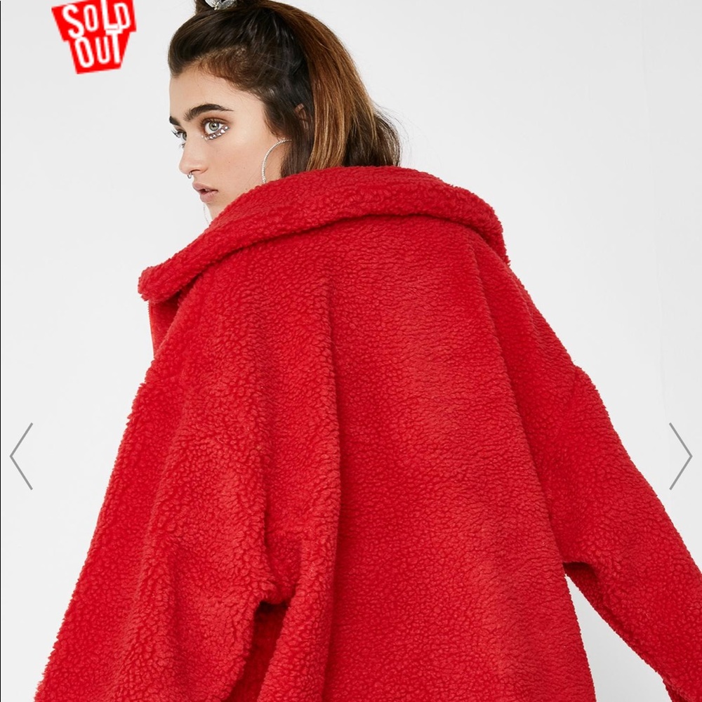 I AM GIA red pixie teddy coat size M